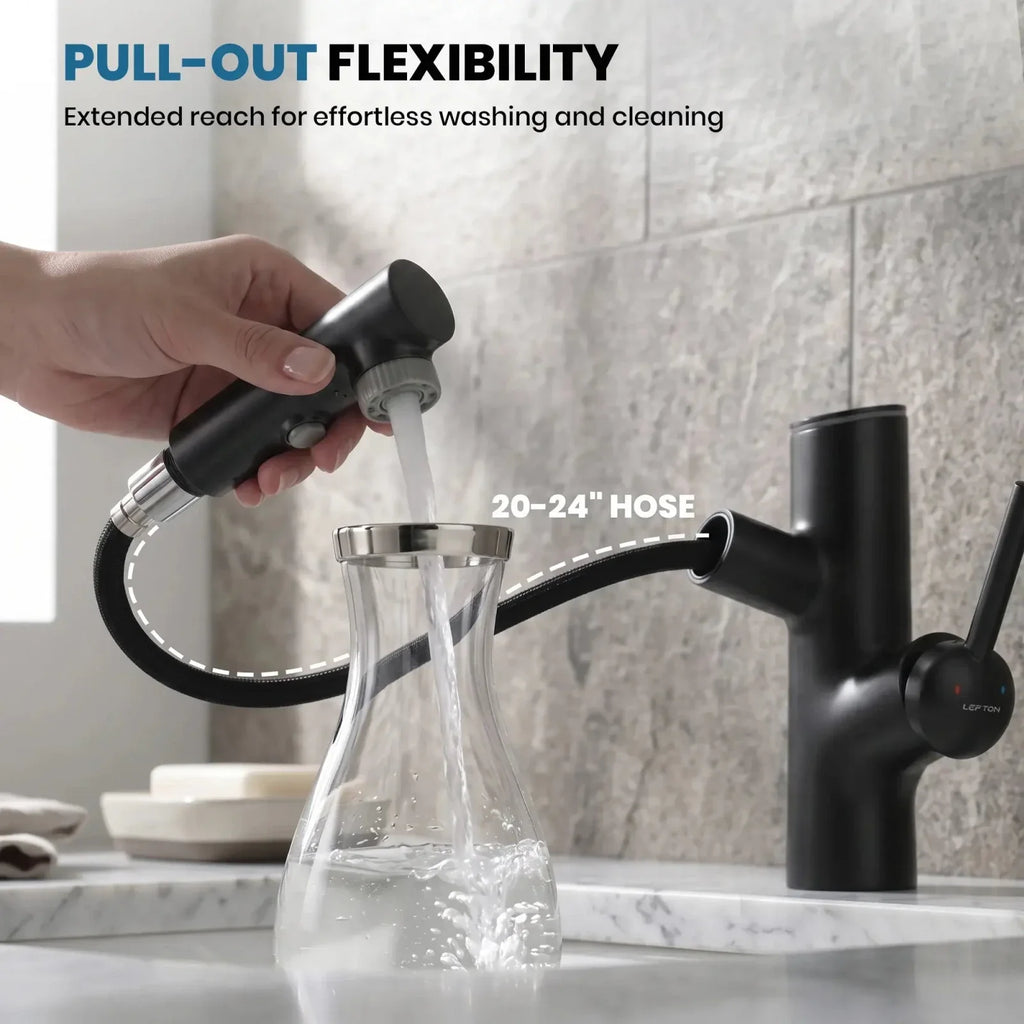 Lefton Single-Handle Bathroom Fountain Faucet With Temperature Display-BF2502