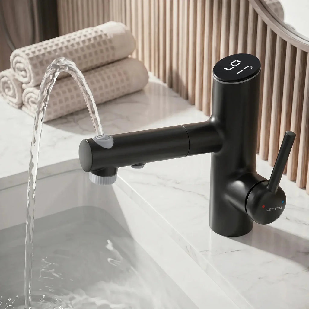 Lefton Single-Handle Bathroom Fountain Faucet With Temperature Display-BF2502