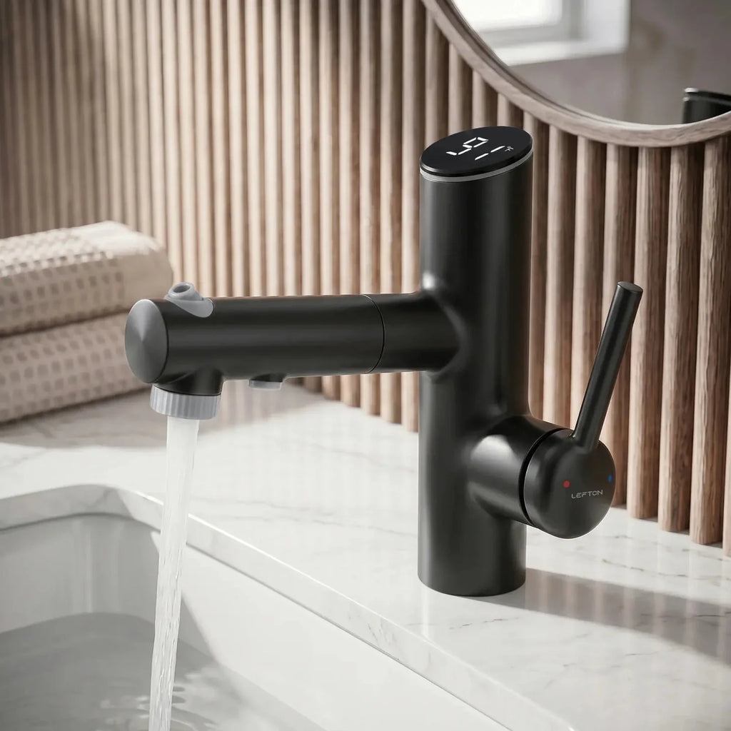 Lefton Single-Handle Bathroom Fountain Faucet With Temperature Display-BF2502