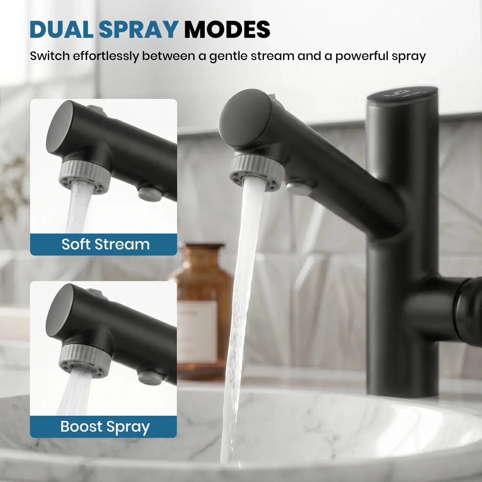 Lefton Single-Handle Bathroom Fountain Faucet With Temperature Display-BF2502