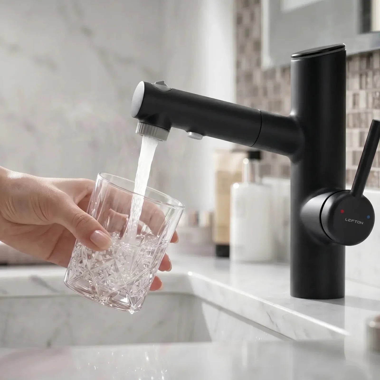 Lefton Single-Handle Bathroom Fountain Faucet With Temperature Display-BF2502