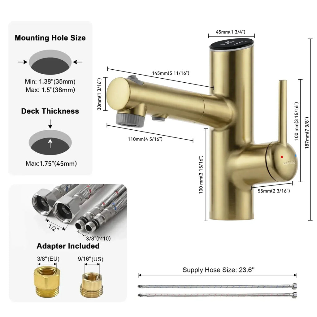 Lefton Single-Handle Bathroom Fountain Faucet With Temperature Display-BF2502