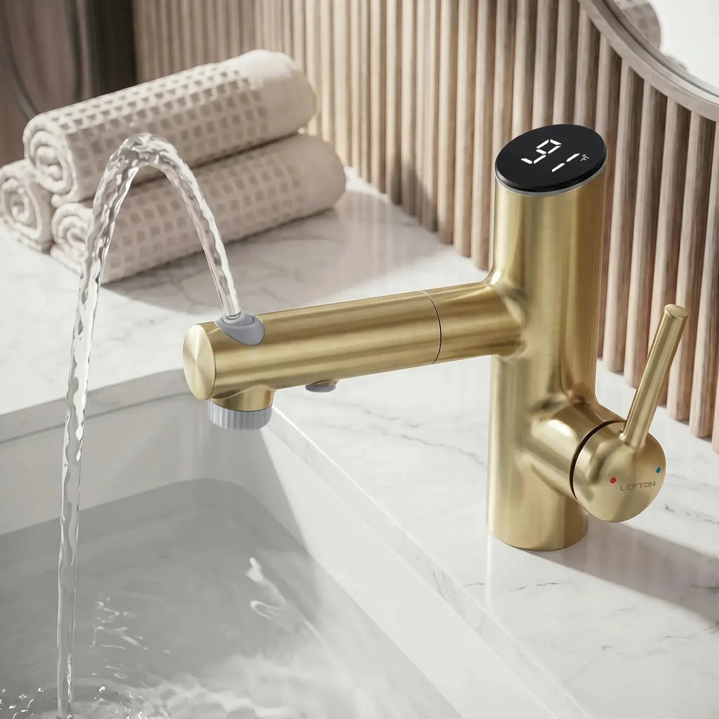 Lefton Single-Handle Bathroom Fountain Faucet With Temperature Display-BF2502