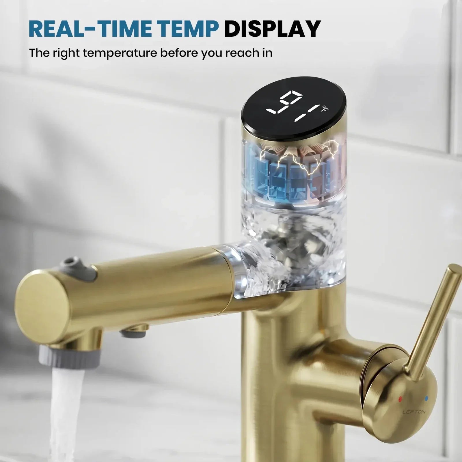 Lefton Single-Handle Bathroom Fountain Faucet With Temperature Display-BF2502