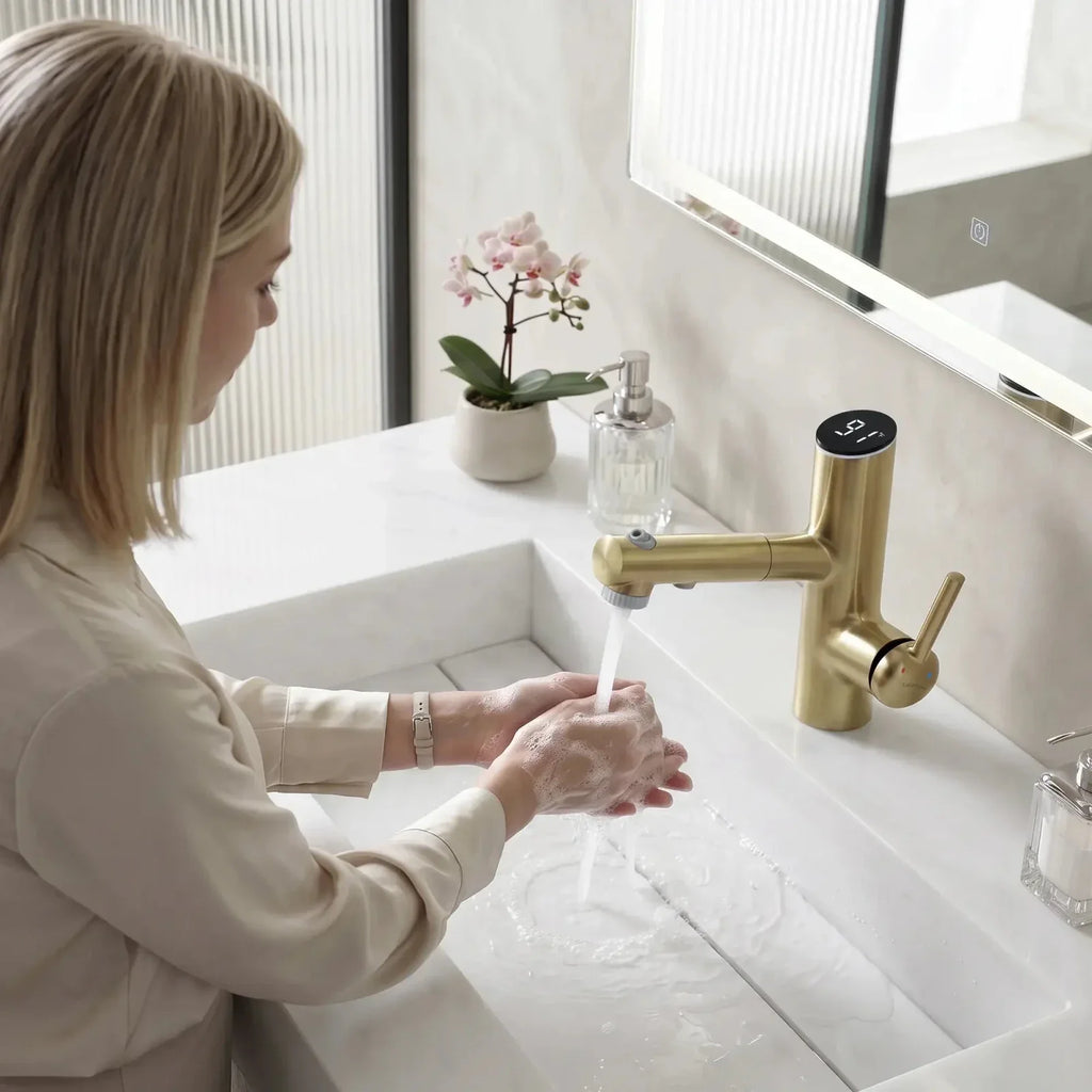 Lefton Single-Handle Bathroom Fountain Faucet With Temperature Display-BF2502