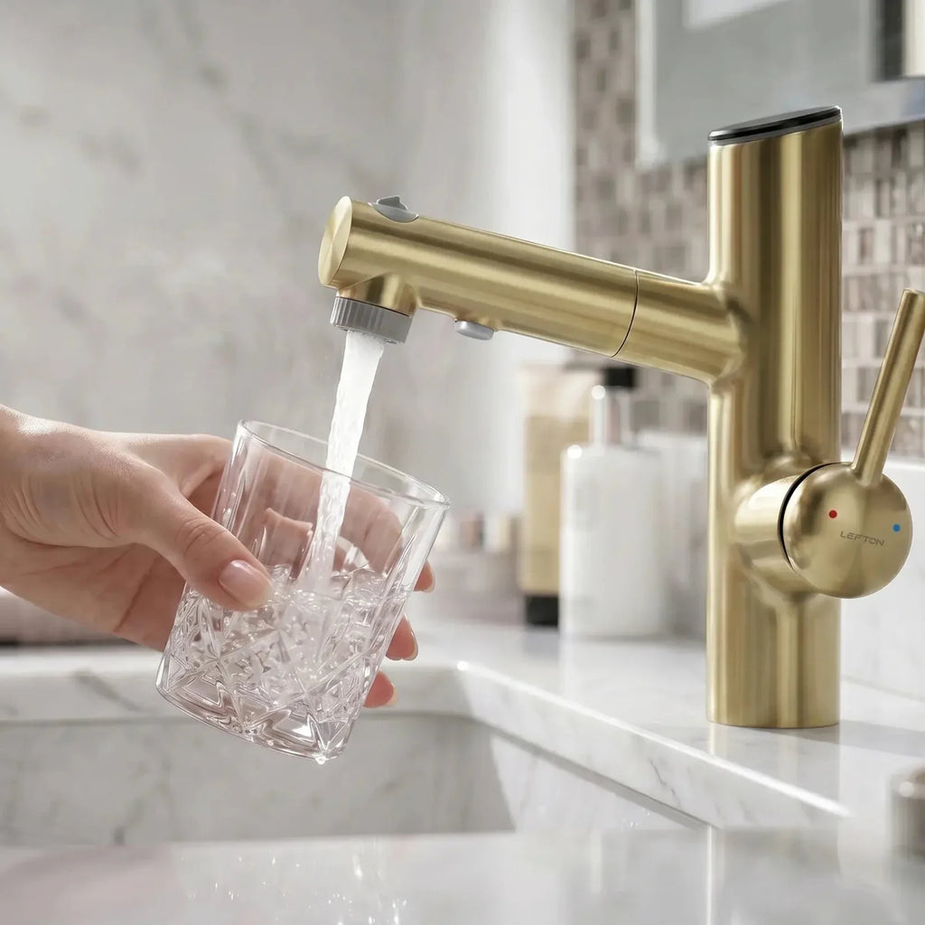 Lefton Single-Handle Bathroom Fountain Faucet With Temperature Display-BF2502