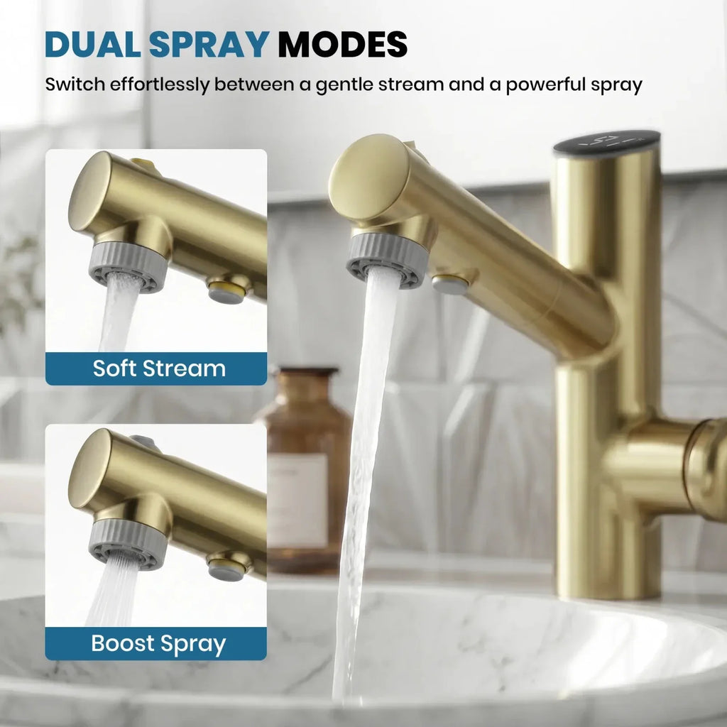 Lefton Single-Handle Bathroom Fountain Faucet With Temperature Display-BF2502