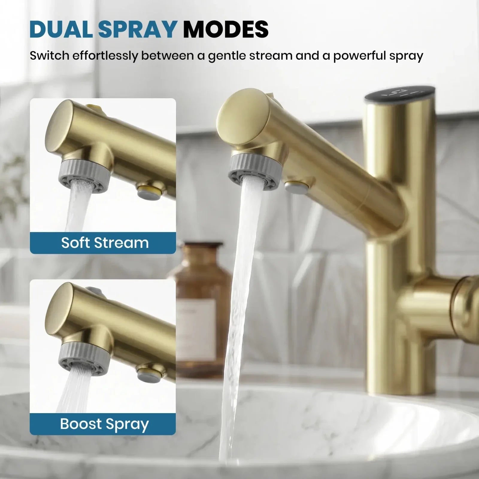 Lefton Single-Handle Bathroom Fountain Faucet With Temperature Display-BF2502