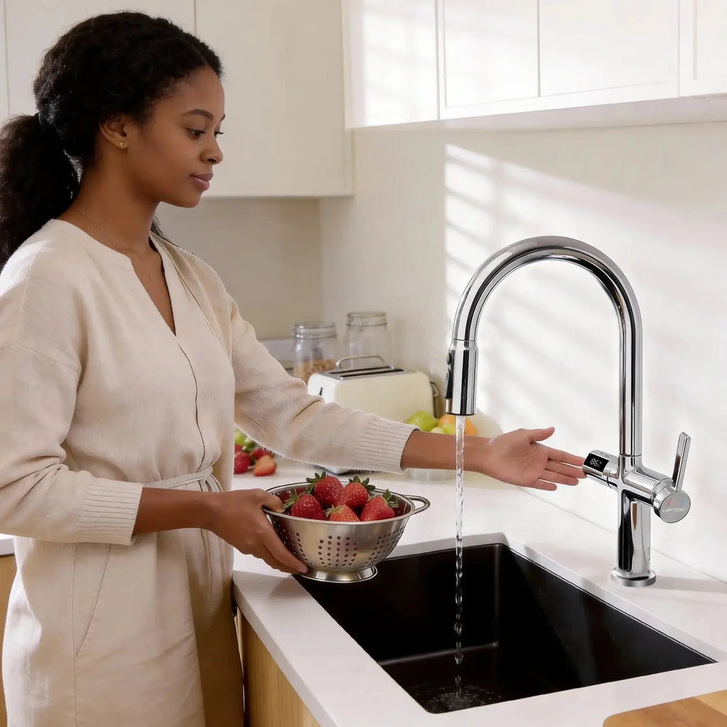 Recertified-Lefton Touchless Sensor Kitchen Faucet with Temperature Display-KF2206-US