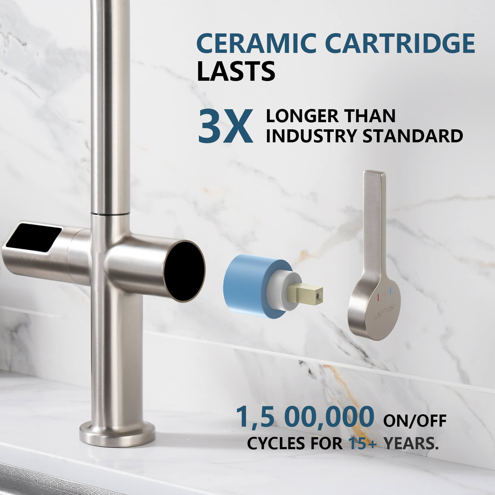 Recertified-Lefton Touchless Sensor Kitchen Faucet with Temperature Display-KF2206-US