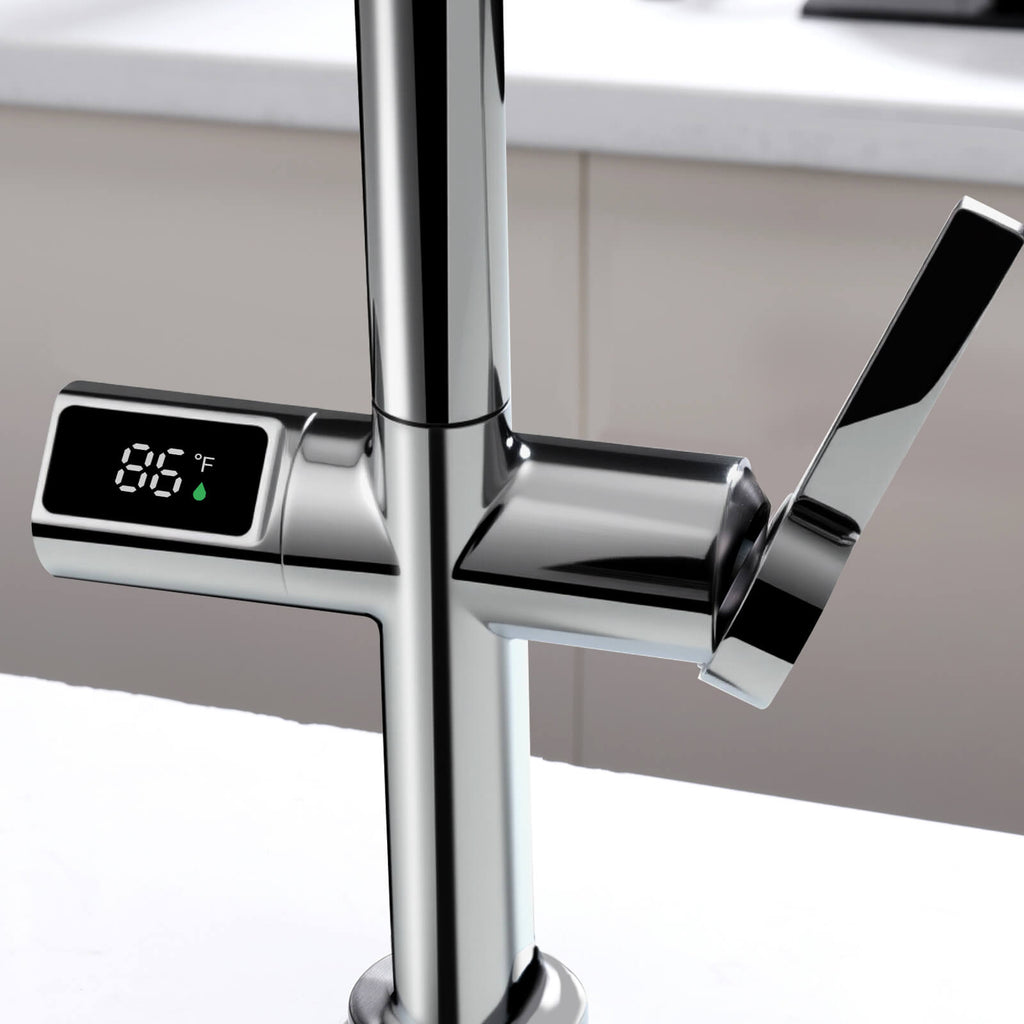 Recertified-Lefton Touchless Sensor Kitchen Faucet with Temperature Display-KF2206-US