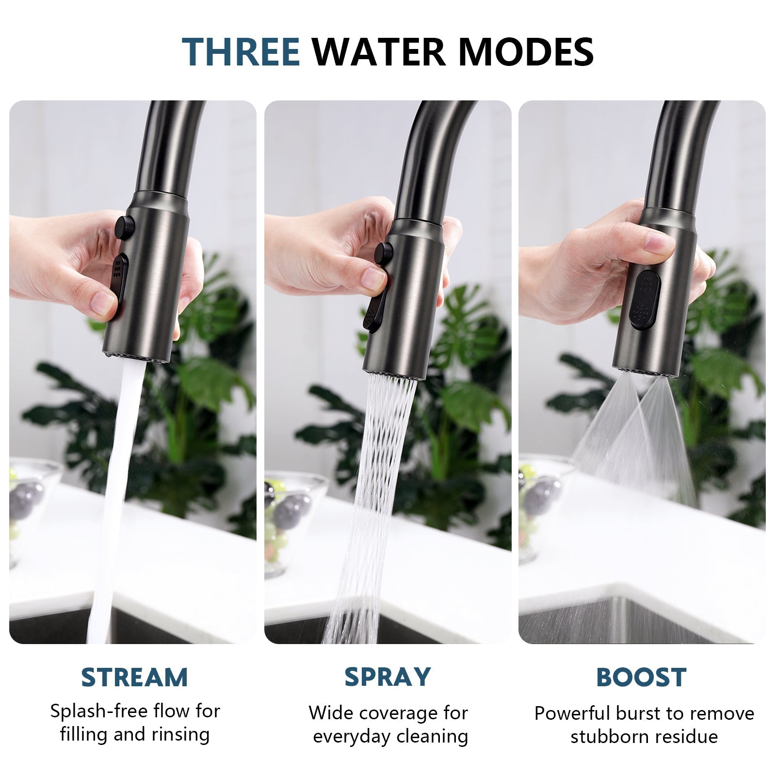 Recertified-Lefton Touchless Sensor Kitchen Faucet with Temperature Display-KF2206-US