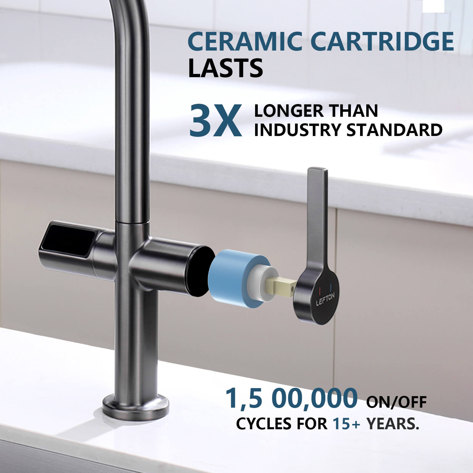 Recertified-Lefton Touchless Sensor Kitchen Faucet with Temperature Display-KF2206-US