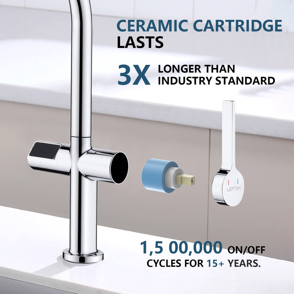 Recertified-Lefton Touchless Sensor Kitchen Faucet with Temperature Display-KF2206-US