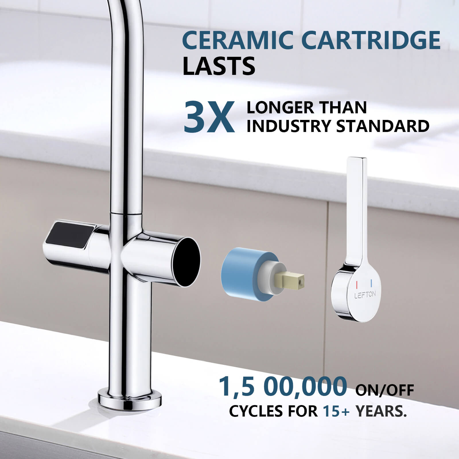 Recertified-Lefton Touchless Sensor Kitchen Faucet with Temperature Display-KF2206-US