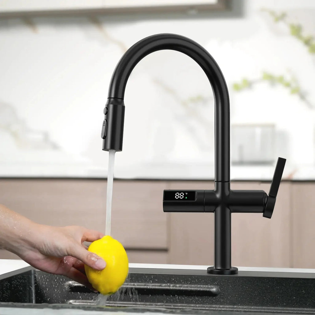Recertified-Lefton Touchless Sensor Kitchen Faucet with Temperature Display-KF2206-US