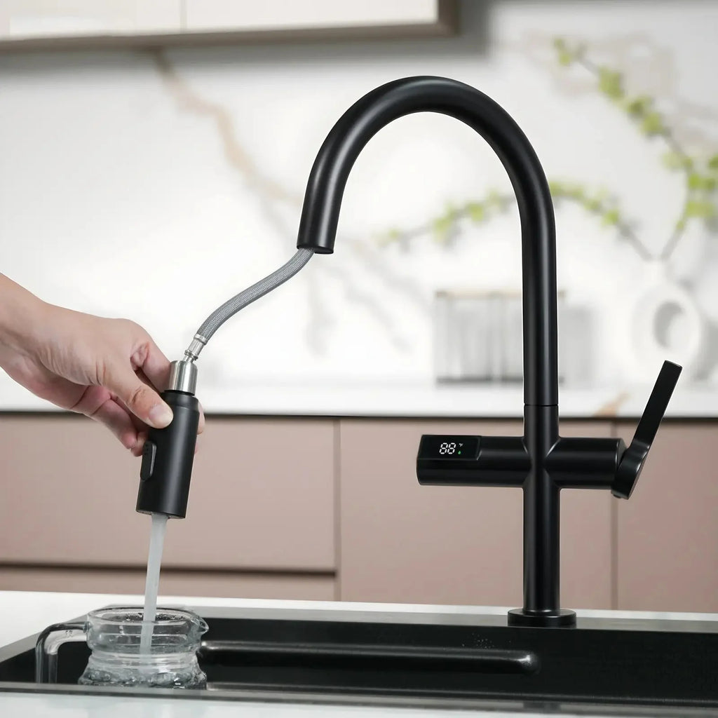 Recertified-Lefton Touchless Sensor Kitchen Faucet with Temperature Display-KF2206-US