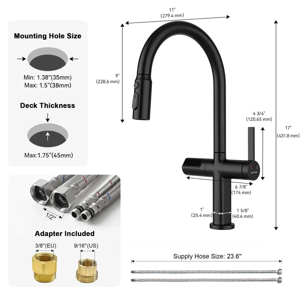 Recertified-Lefton Touchless Sensor Kitchen Faucet with Temperature Display-KF2206-US