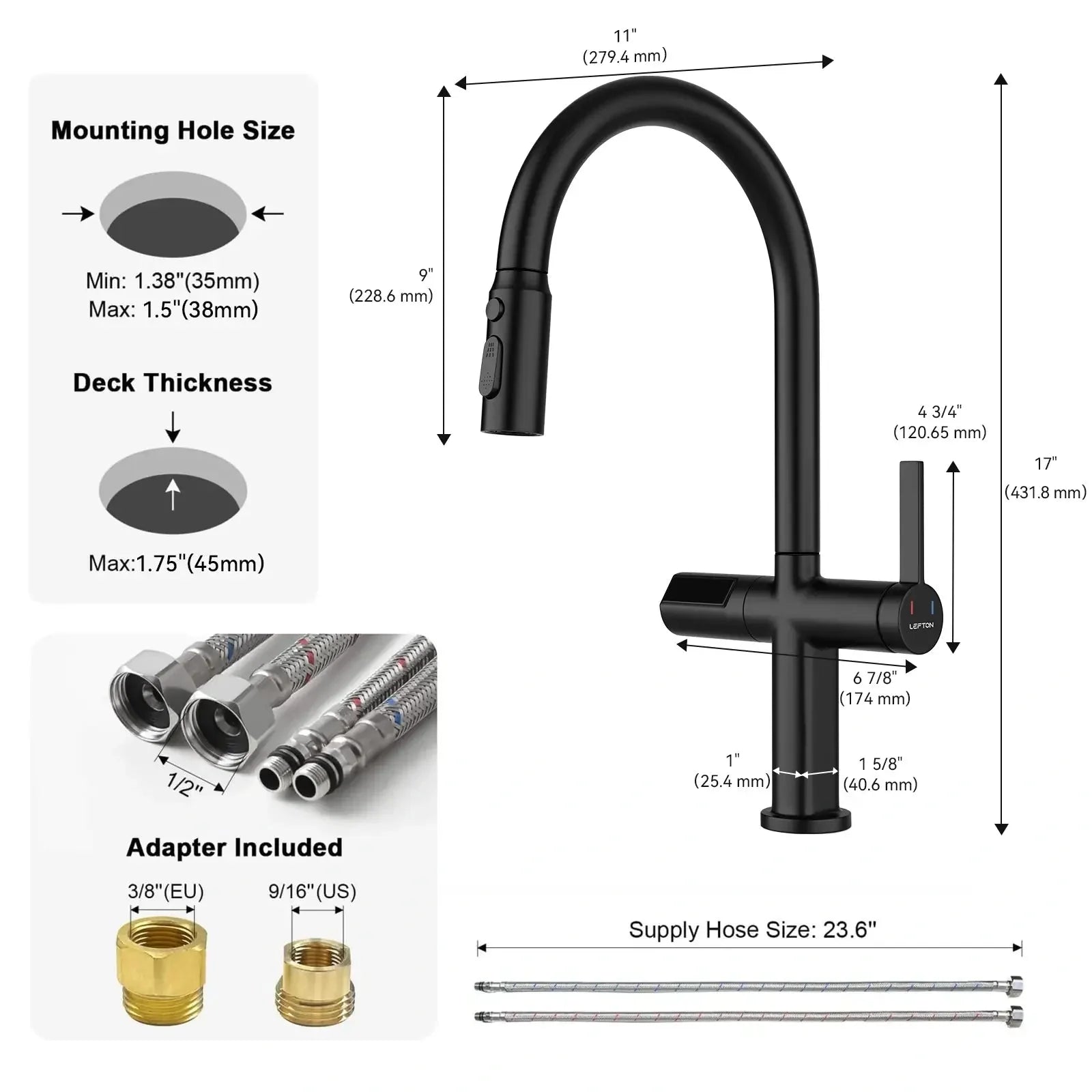 Recertified-Lefton Touchless Sensor Kitchen Faucet with Temperature Display-KF2206-US