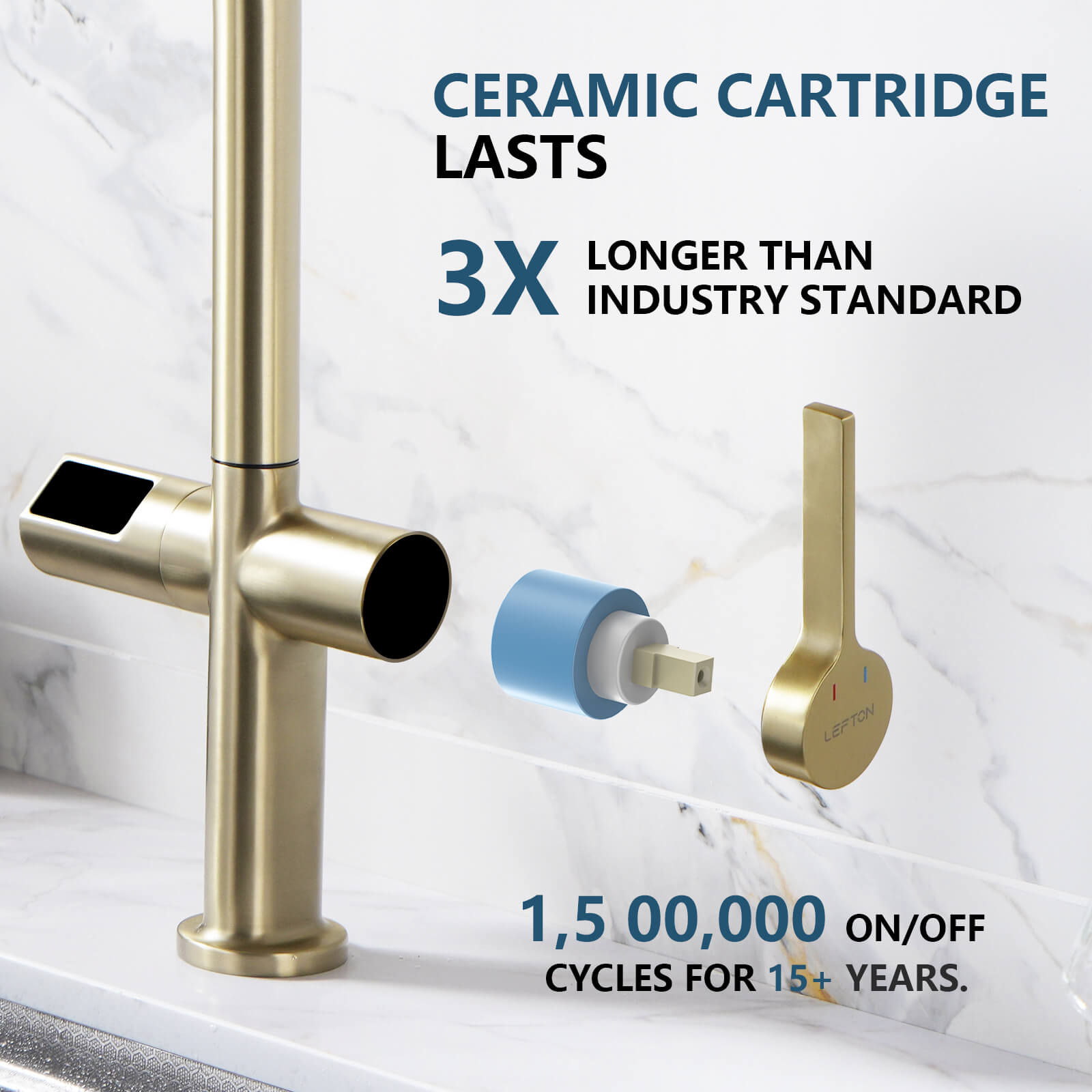 Recertified-Lefton Touchless Sensor Kitchen Faucet with Temperature Display-KF2206-US
