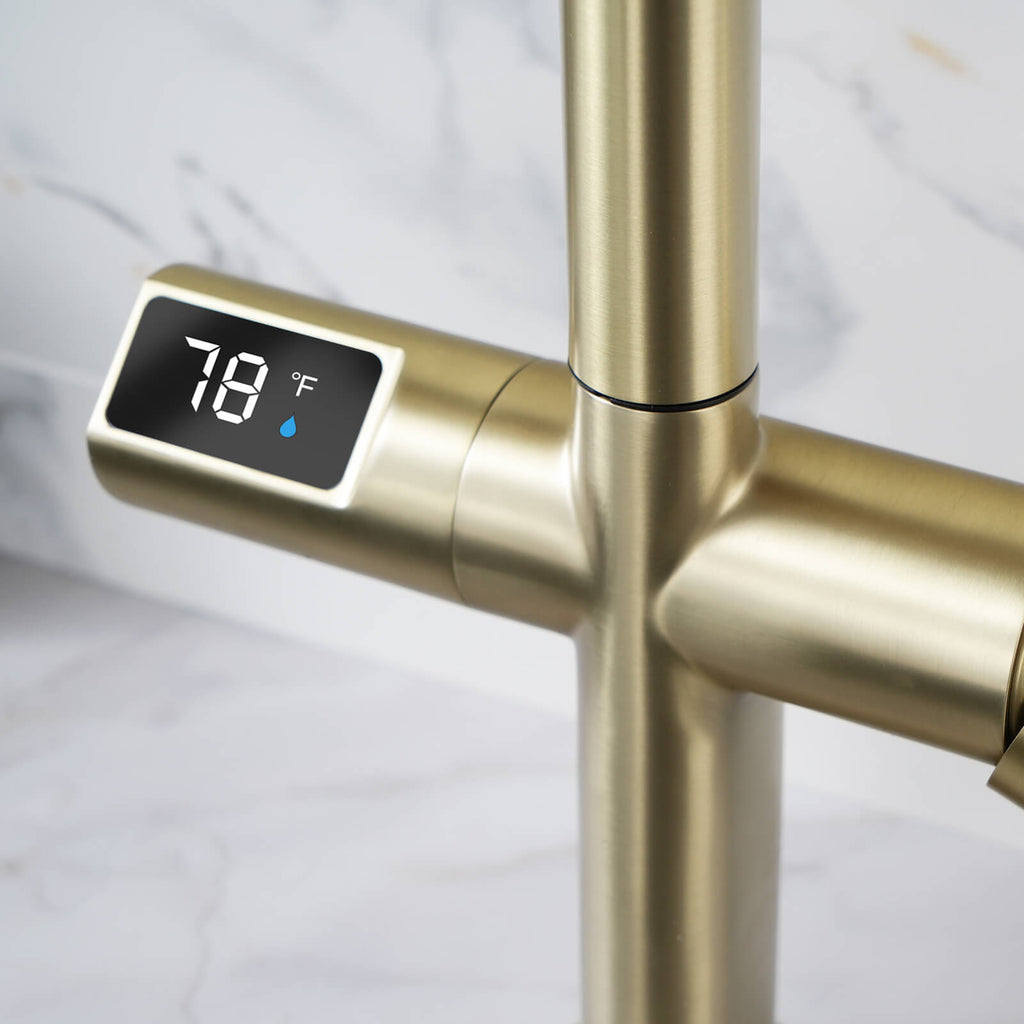 Recertified-Lefton Touchless Sensor Kitchen Faucet with Temperature Display-KF2206-US