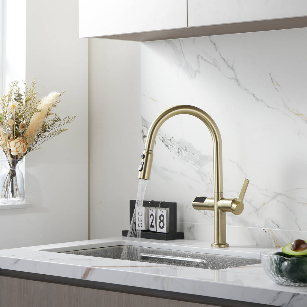 Recertified-Lefton Touchless Sensor Kitchen Faucet with Temperature Display-KF2206-US