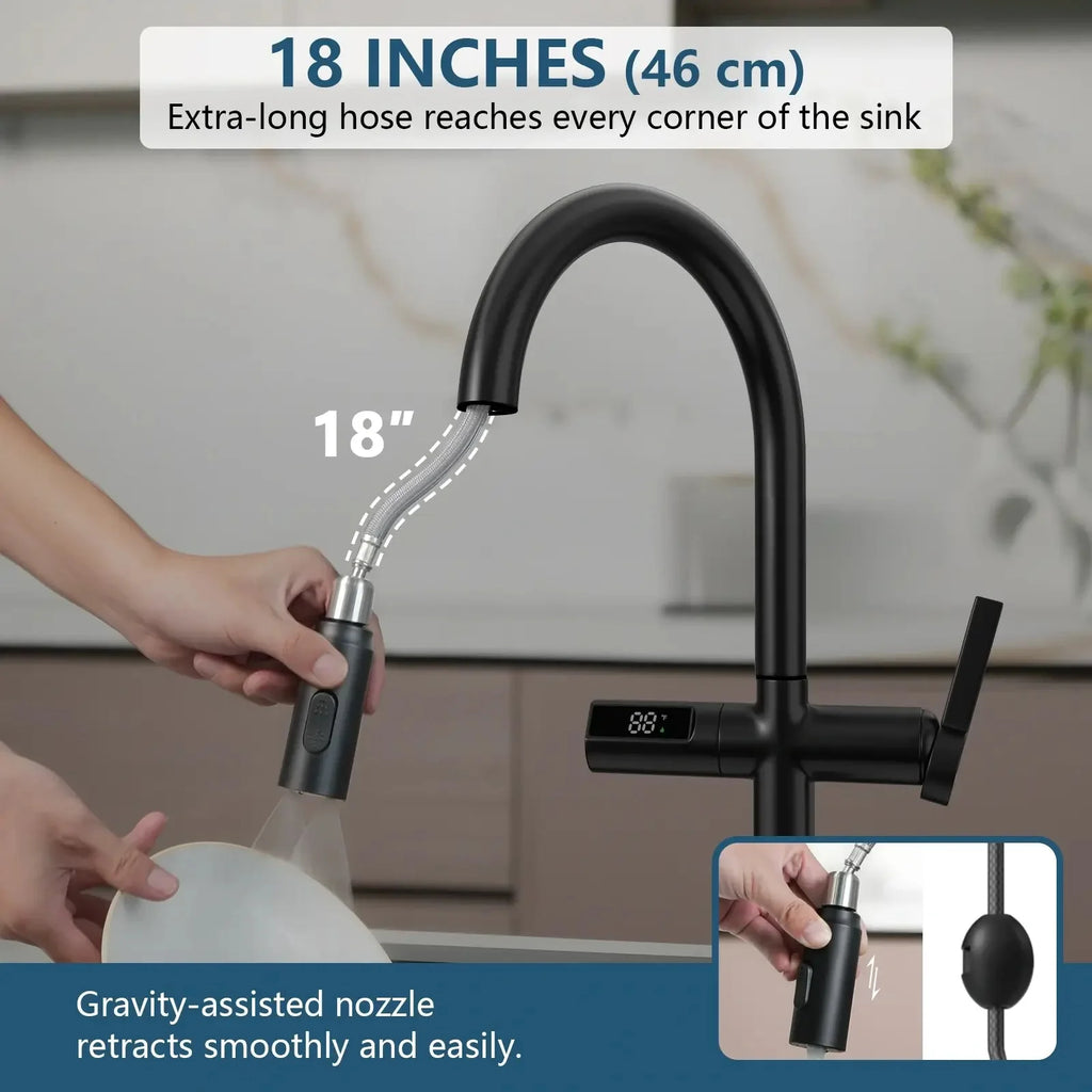Recertified-Lefton Touchless Sensor Kitchen Faucet with Temperature Display-KF2206-US