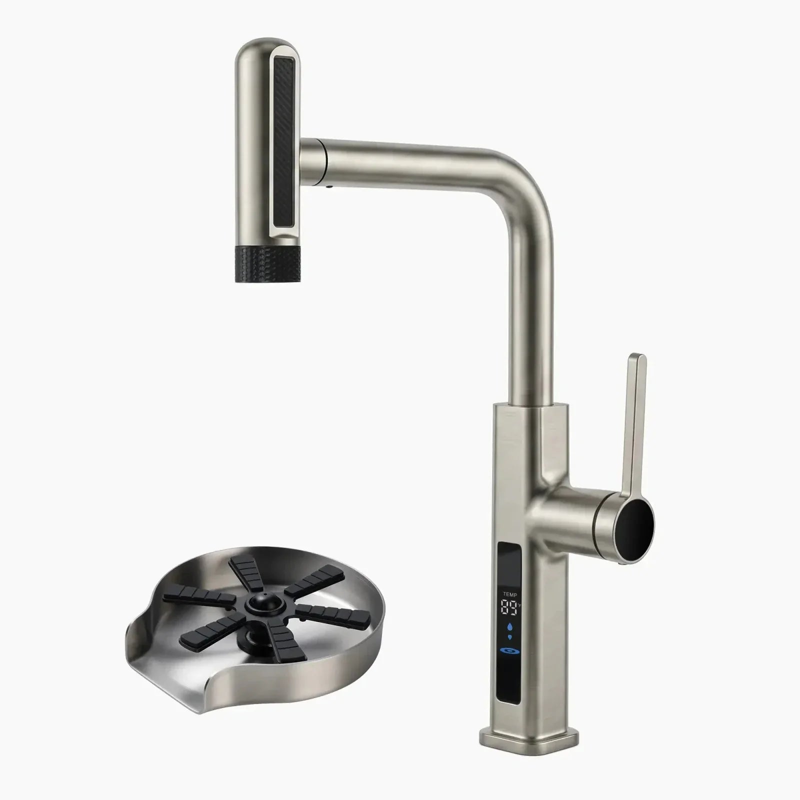 Lefton Touchless Waterfall Kitchen Faucet-KF2209-PRO with Countertop Glass Rinser-KFR2202