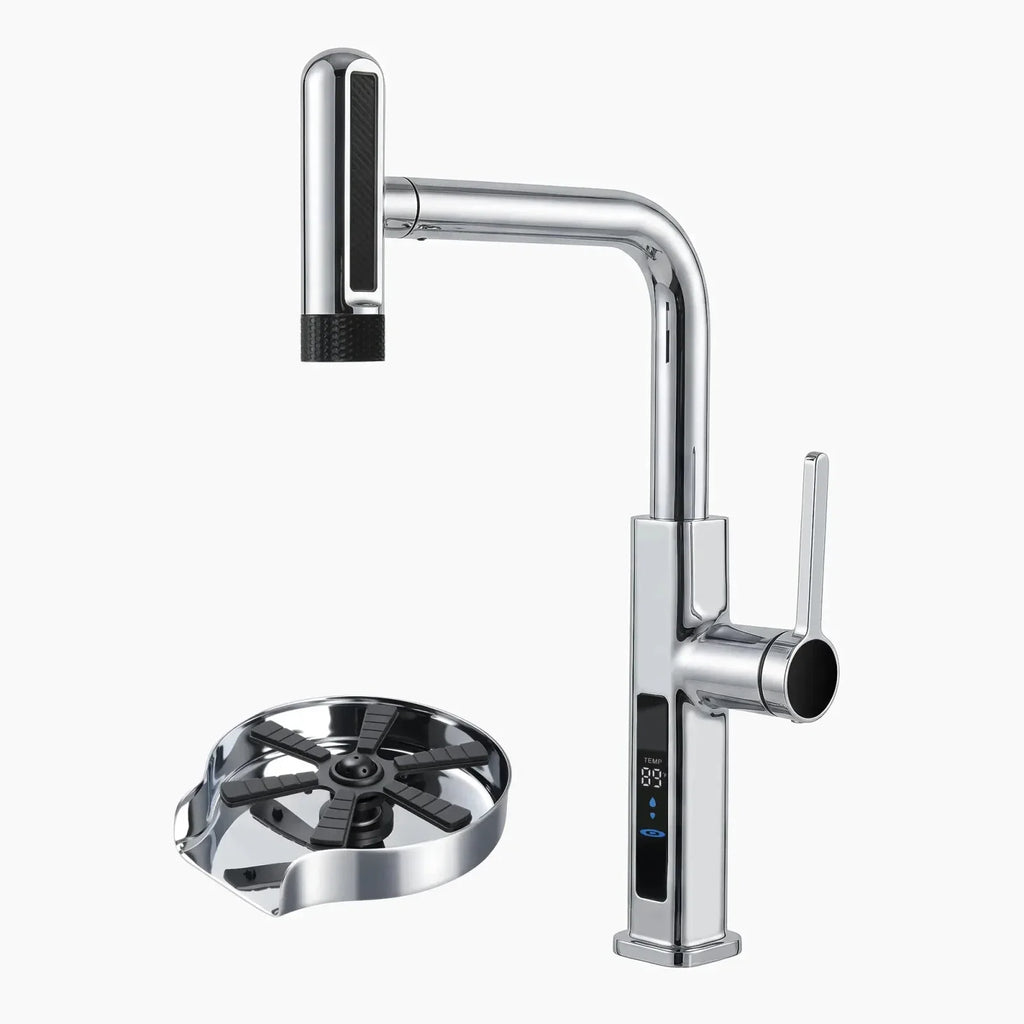Lefton Touchless Waterfall Kitchen Faucet-KF2209-PRO with Countertop Glass Rinser-KFR2202