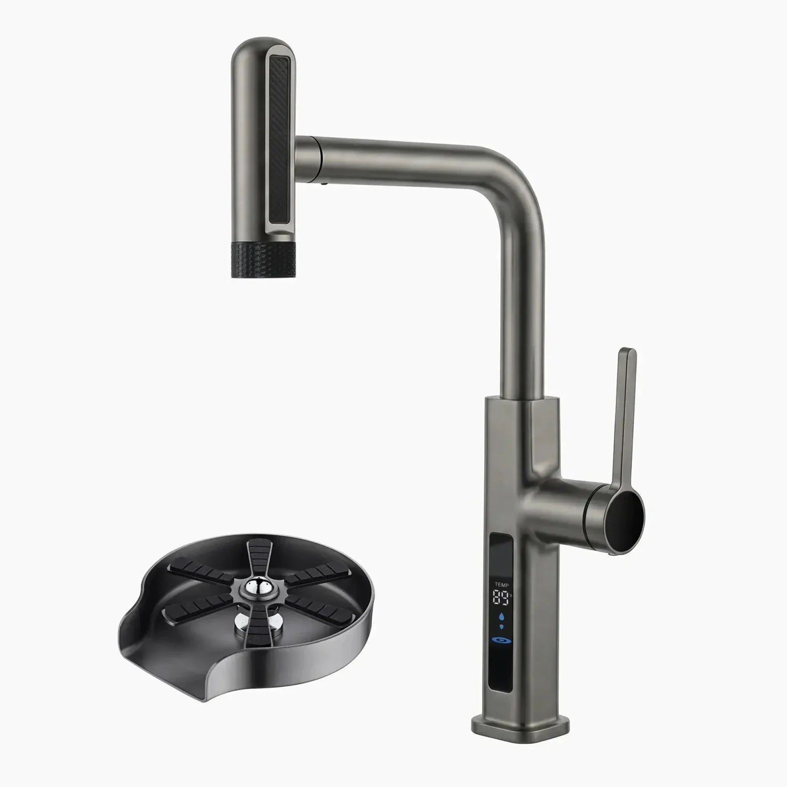 Lefton Touchless Waterfall Kitchen Faucet-KF2209-PRO with Countertop Glass Rinser-KFR2202