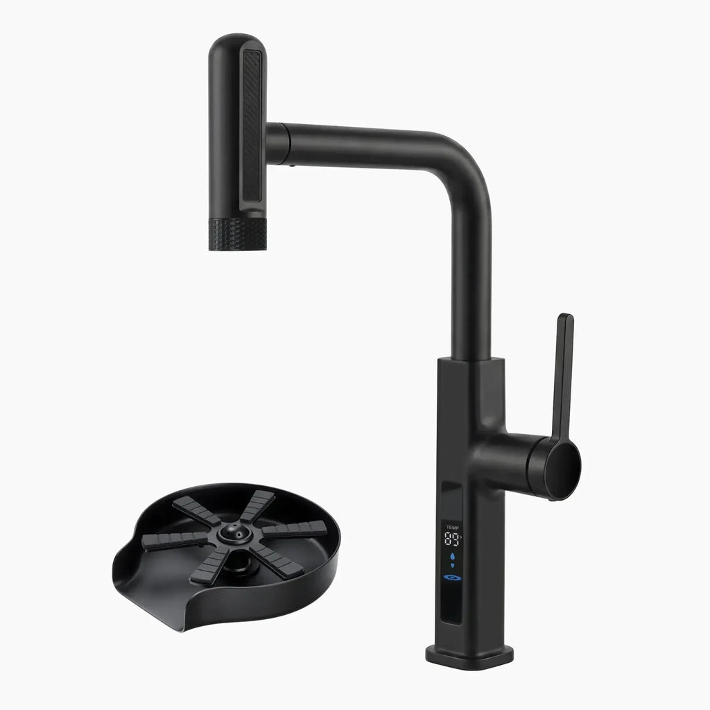 Lefton Touchless Waterfall Kitchen Faucet-KF2209-PRO with Countertop Glass Rinser-KFR2202