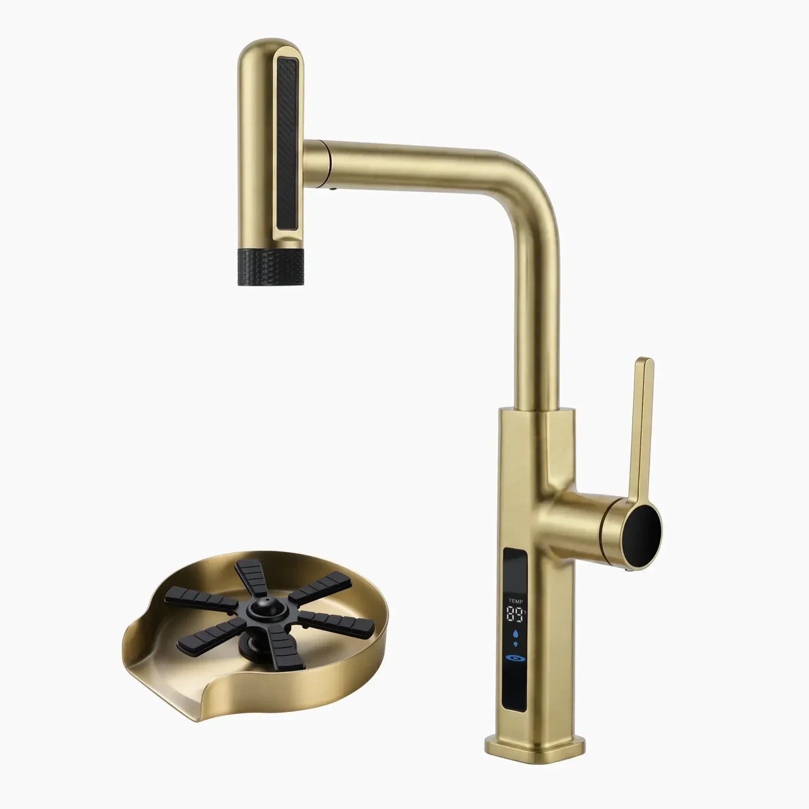 Lefton Touchless Waterfall Kitchen Faucet-KF2209-PRO with Countertop Glass Rinser-KFR2202