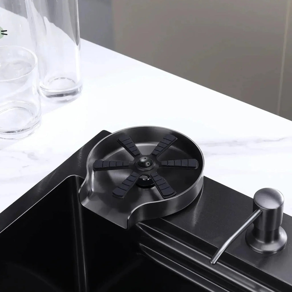 Lefton Touchless Waterfall Kitchen Faucet-KF2209-PRO with Countertop Glass Rinser-KFR2202