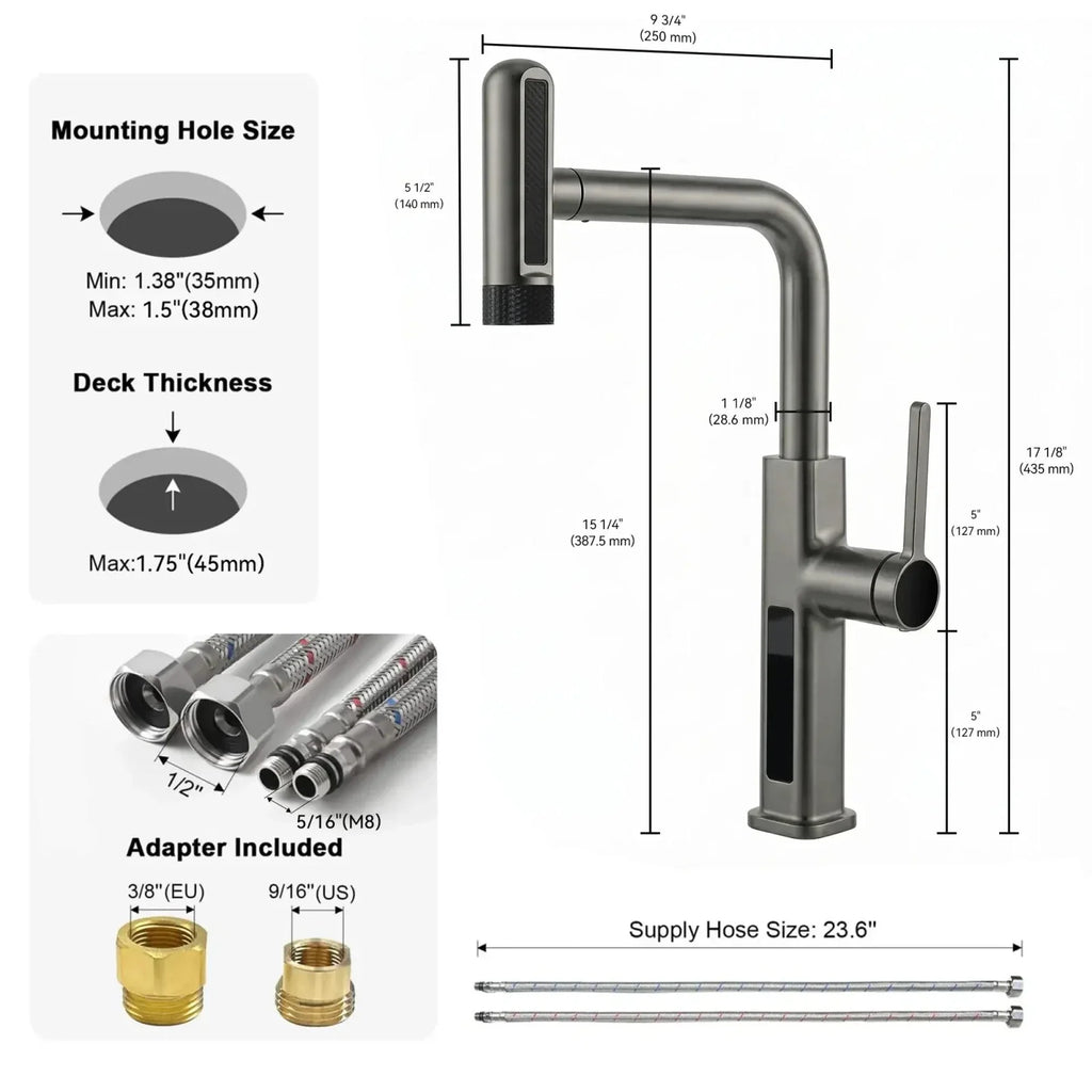 Lefton Touchless Pull-Out Kitchen Faucet with TEMP Display & 6 Water Modes-KF2209-PRO