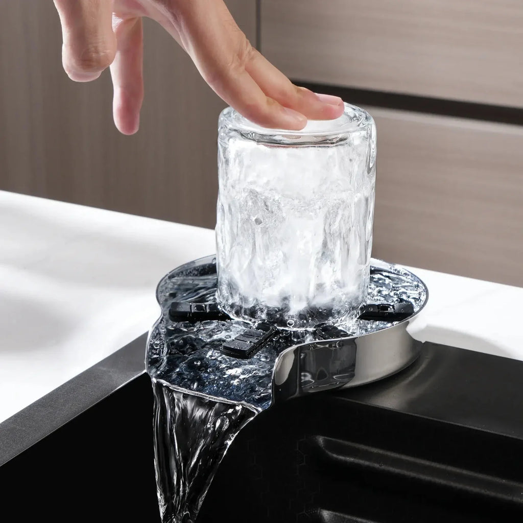 Lefton Touchless Waterfall Kitchen Faucet-KF2209-PRO with Countertop Glass Rinser-KFR2202