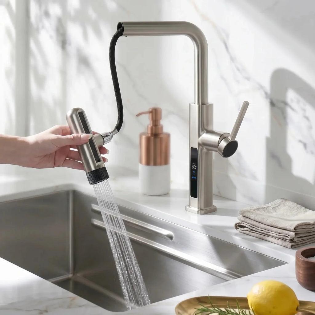 Lefton Touchless Pull-Out Kitchen Faucet with TEMP Display & 6 Water Modes-KF2209-PRO