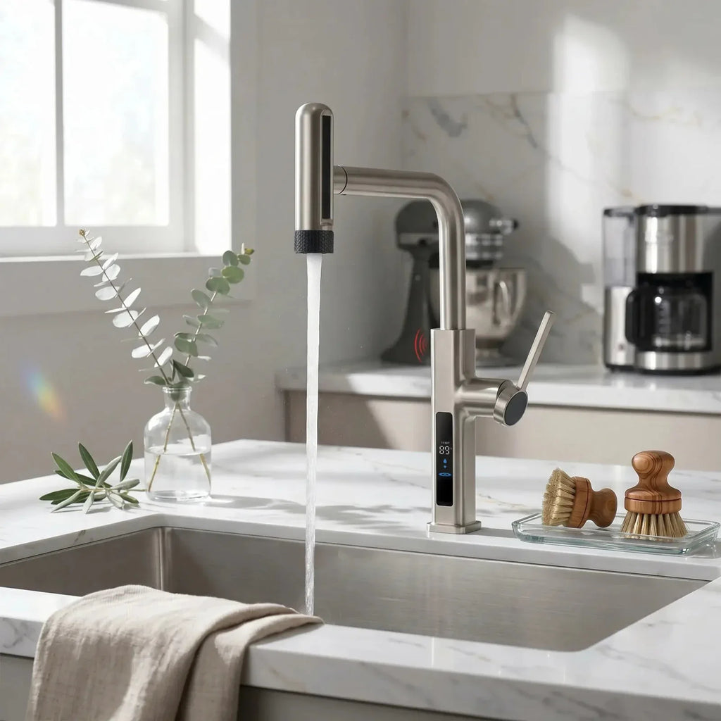 Lefton Touchless Pull-Out Kitchen Faucet with TEMP Display & 6 Water Modes-KF2209-PRO
