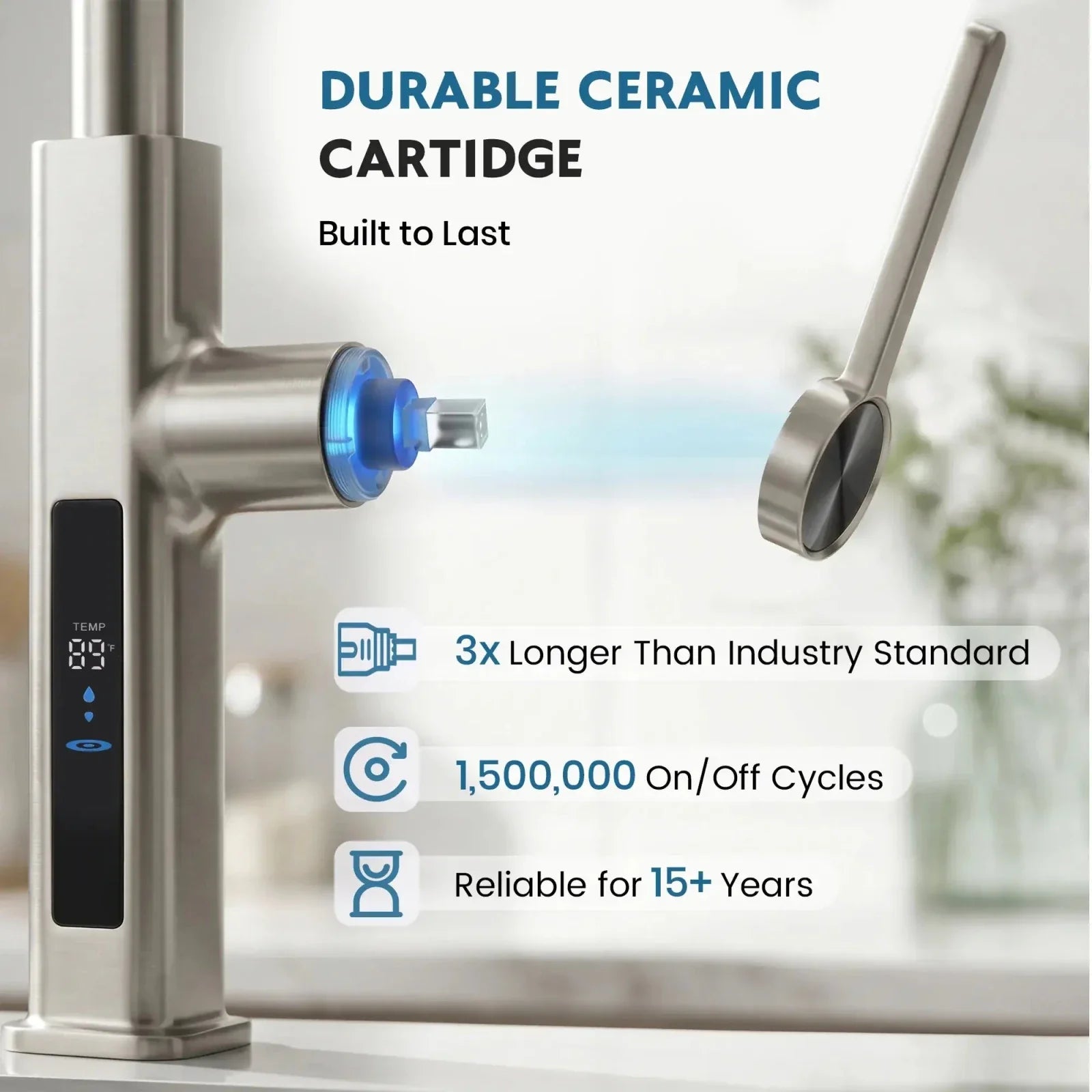 Lefton Touchless Waterfall Kitchen Faucet-KF2209-PRO with Countertop Glass Rinser-KFR2202