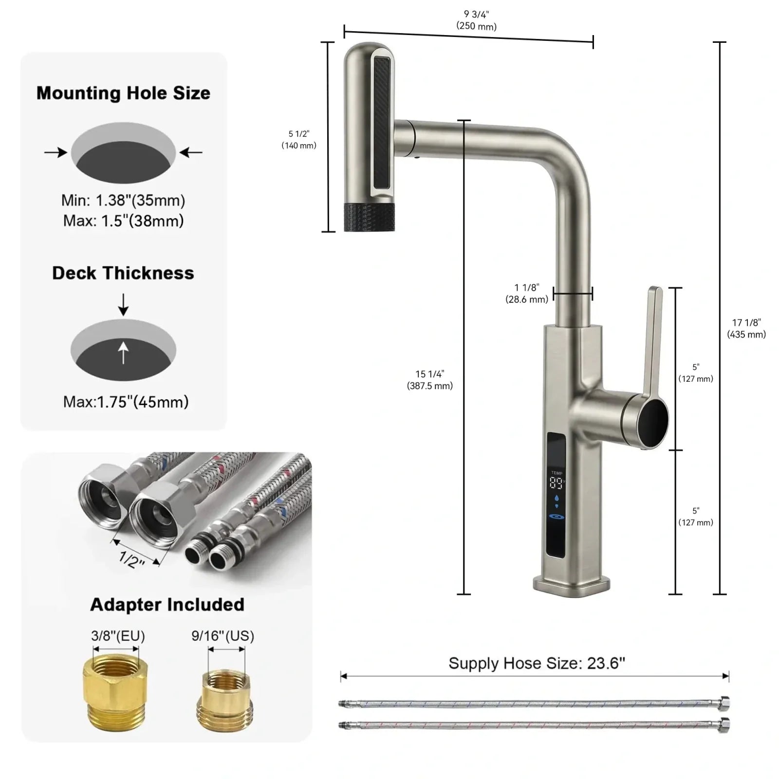 Lefton Touchless Waterfall Kitchen Faucet-KF2209-PRO with Countertop Glass Rinser-KFR2202