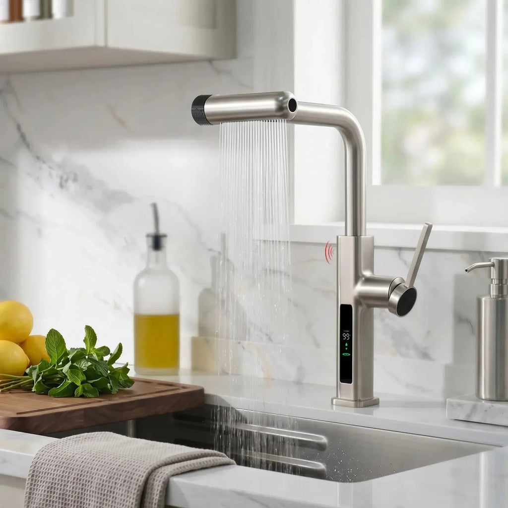Lefton Touchless Pull-Out Kitchen Faucet with TEMP Display & 6 Water Modes-KF2209-PRO