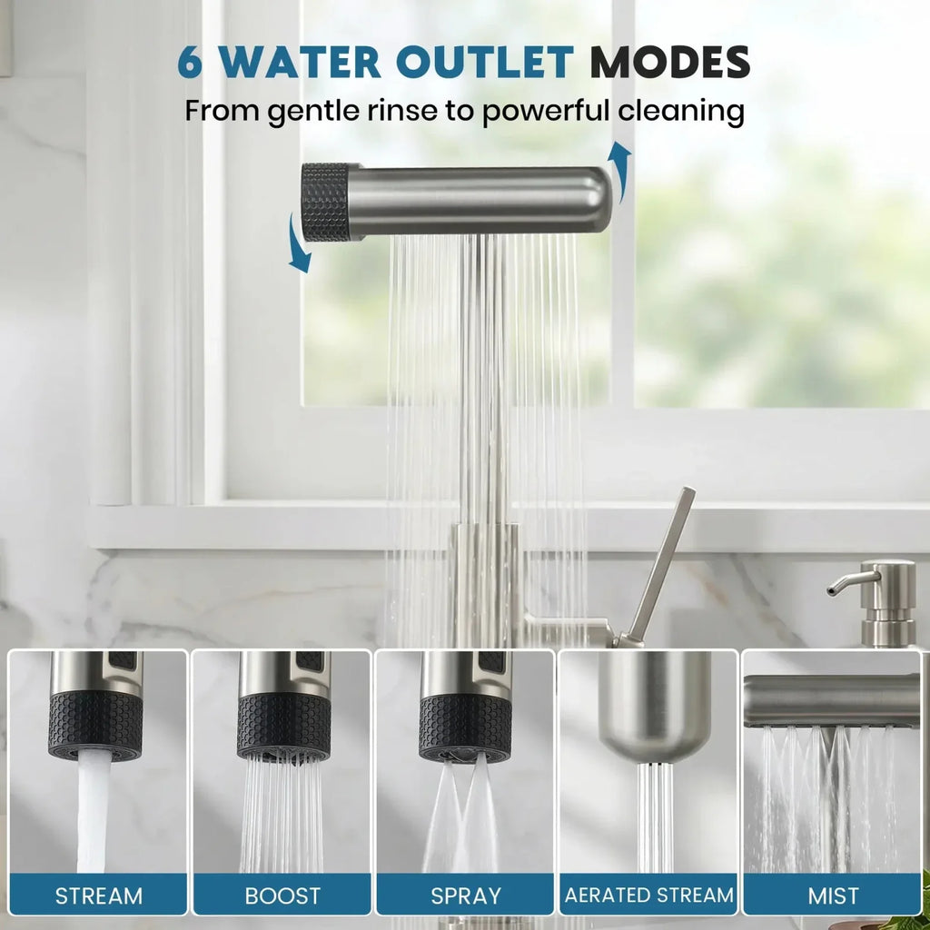 Lefton Touchless Waterfall Kitchen Faucet-KF2209-PRO with Countertop Glass Rinser-KFR2202