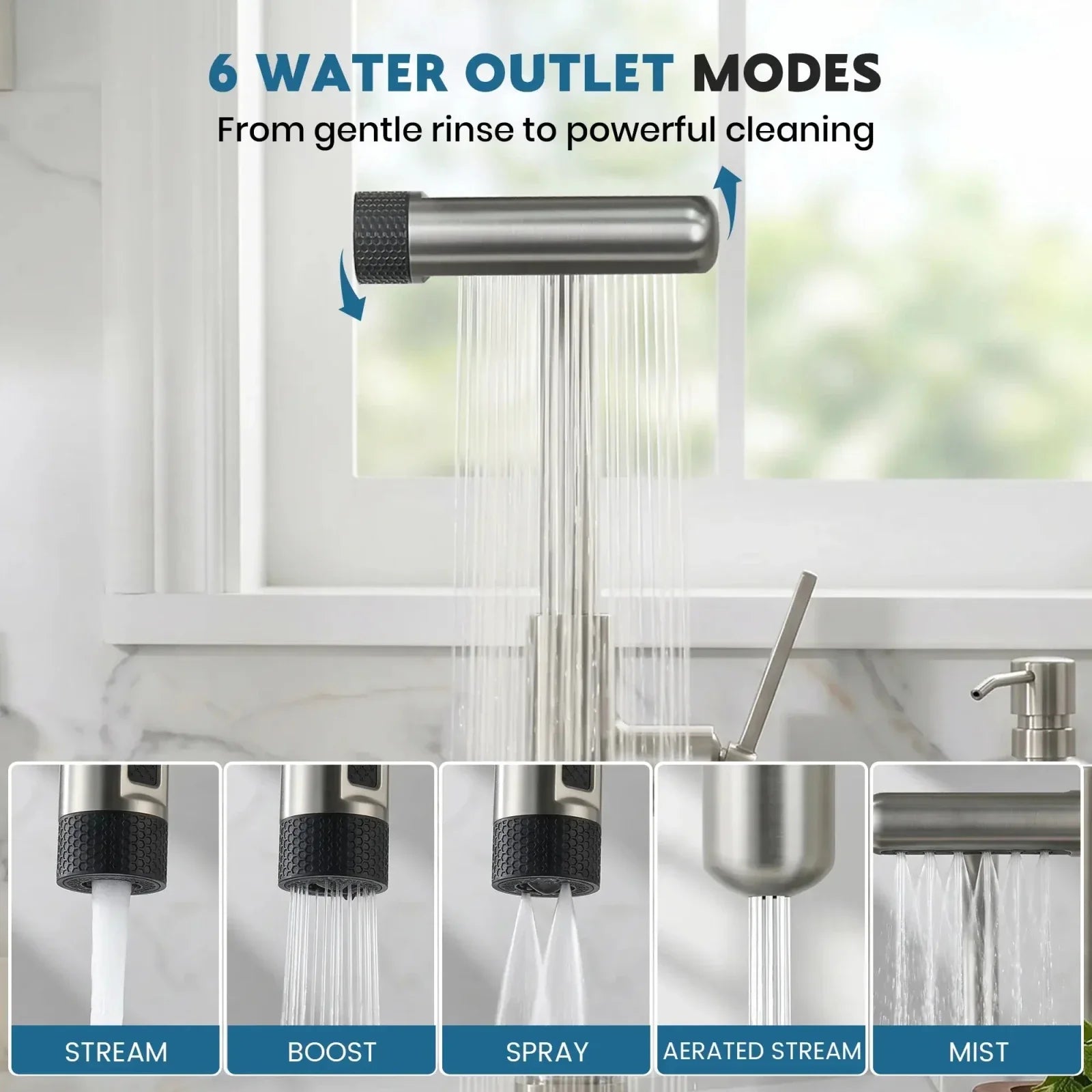Lefton Touchless Waterfall Kitchen Faucet-KF2209-PRO with Countertop Glass Rinser-KFR2202