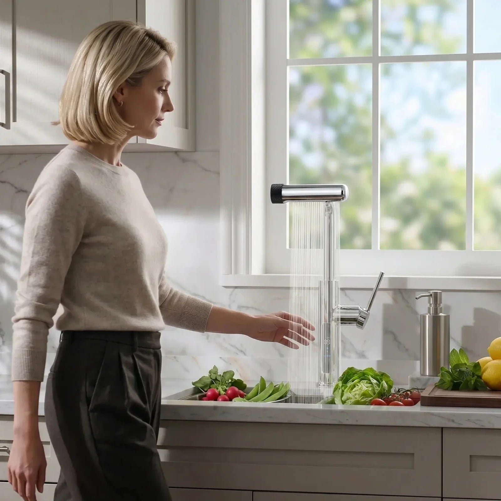 Lefton Touchless Pull-Out Kitchen Faucet with TEMP Display & 6 Water Modes-KF2209-PRO