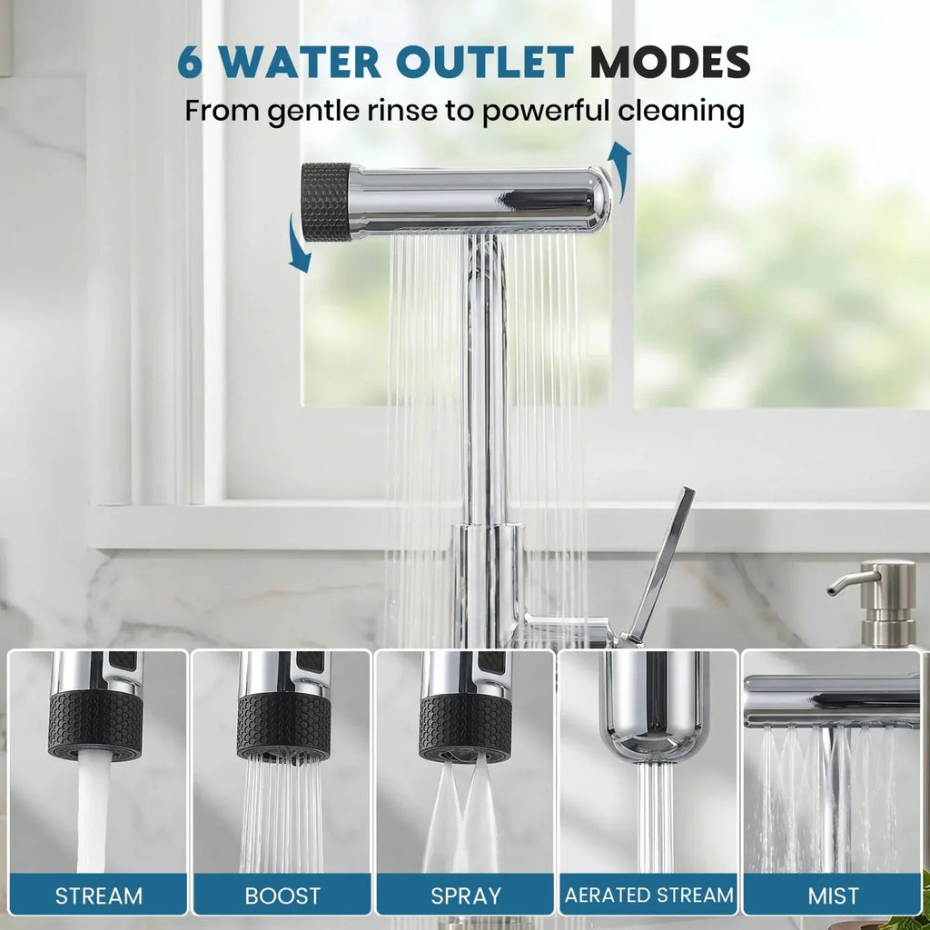 Lefton Touchless Pull-Out Kitchen Faucet with TEMP Display & 6 Water Modes-KF2209-PRO