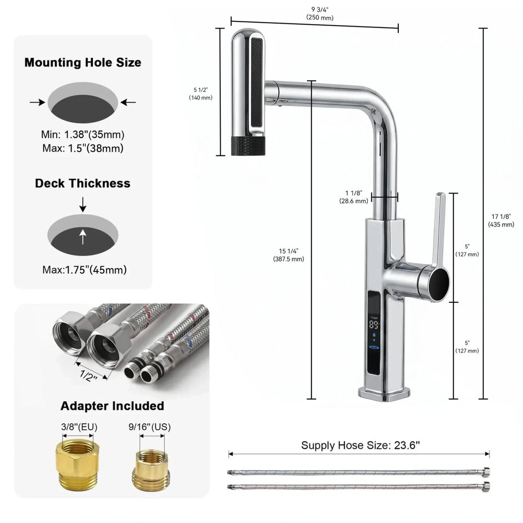 Lefton Touchless Waterfall Kitchen Faucet-KF2209-PRO with Countertop Glass Rinser-KFR2202