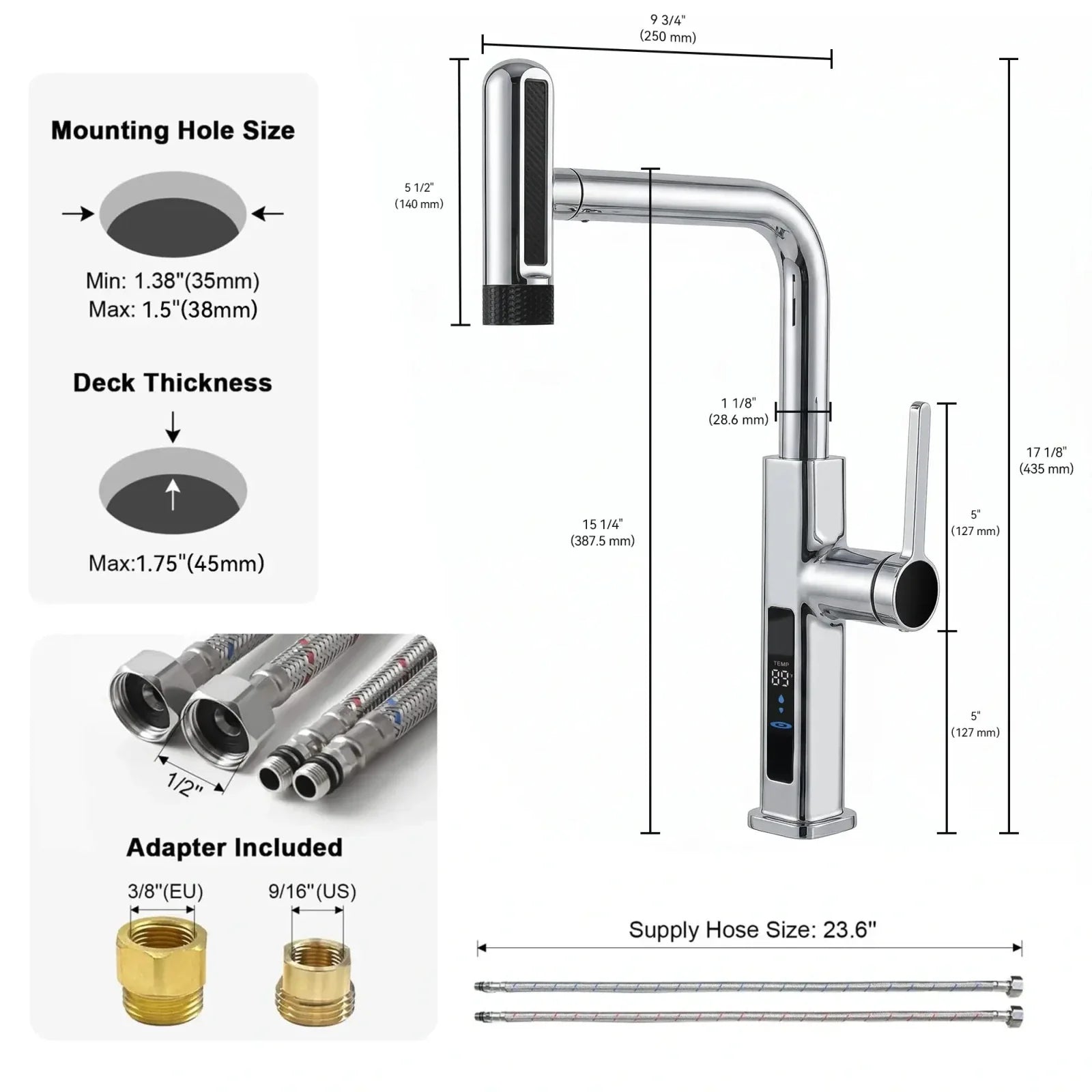 Lefton Touchless Waterfall Kitchen Faucet-KF2209-PRO with Countertop Glass Rinser-KFR2202