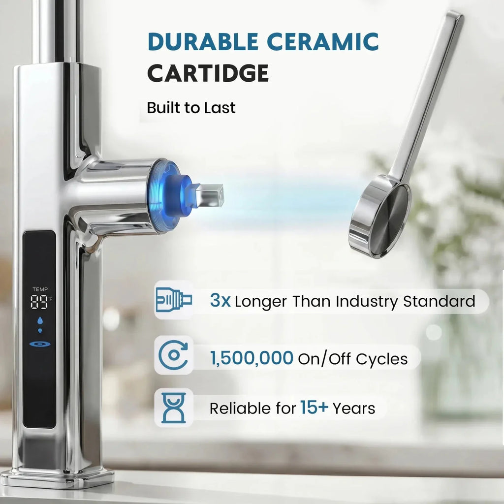 Lefton Touchless Waterfall Kitchen Faucet-KF2209-PRO with Countertop Glass Rinser-KFR2202