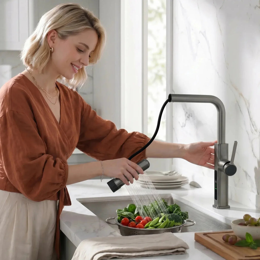 Lefton Touchless Pull-Out Kitchen Faucet with TEMP Display & 6 Water Modes-KF2209-PRO