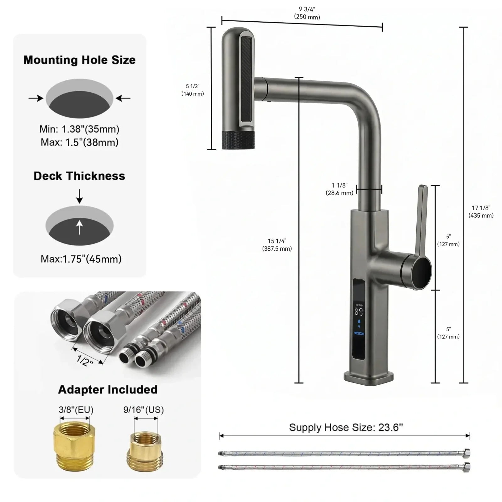 Lefton Touchless Waterfall Kitchen Faucet-KF2209-PRO with Countertop Glass Rinser-KFR2202