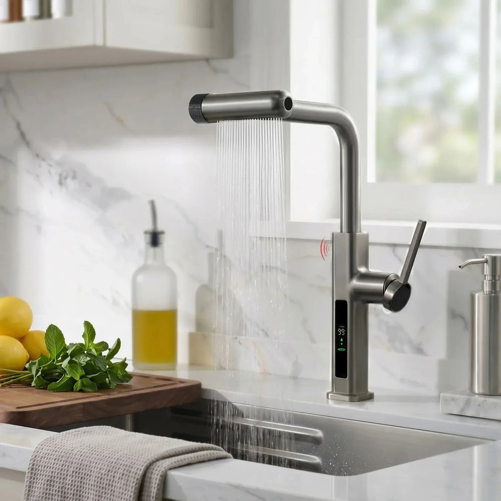 Lefton Touchless Pull-Out Kitchen Faucet with TEMP Display & 6 Water Modes-KF2209-PRO